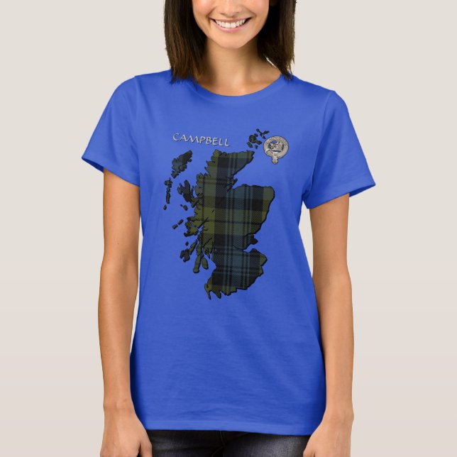 Camiseta Clan Campbell Escudo y Tartán Map (Anverso)