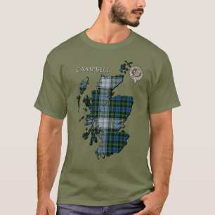 Camiseta Clan Campbell Escudo y Vestido Mapa Tartán