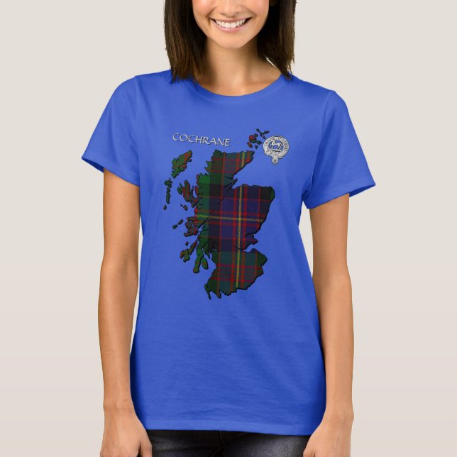 Camiseta Clan Cochrane Escudo y Tartan Map (Anverso)
