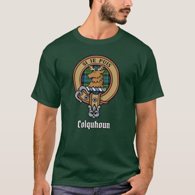 Camiseta Clan Colquhoun Escudo sobre Tartán (Anverso)