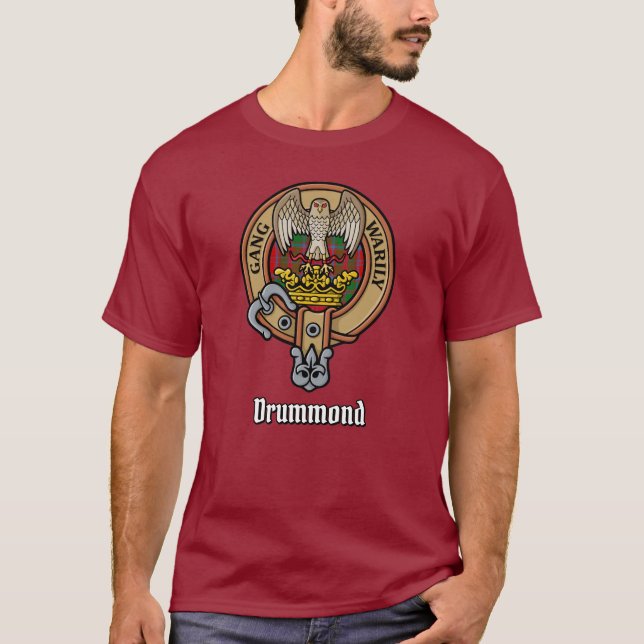 Camiseta Clan Drummond Escudo sobre Tartán (Anverso)