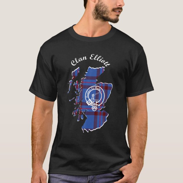 Camiseta Clan Elliott Apellido Apellido Scottish Tartan Map (Anverso)