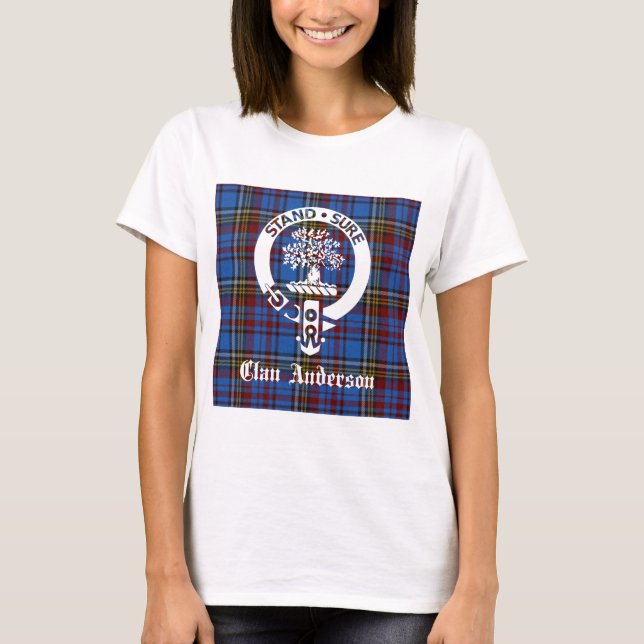 Camiseta Clan escocés Anderson Escudo y Tartán (Anverso)