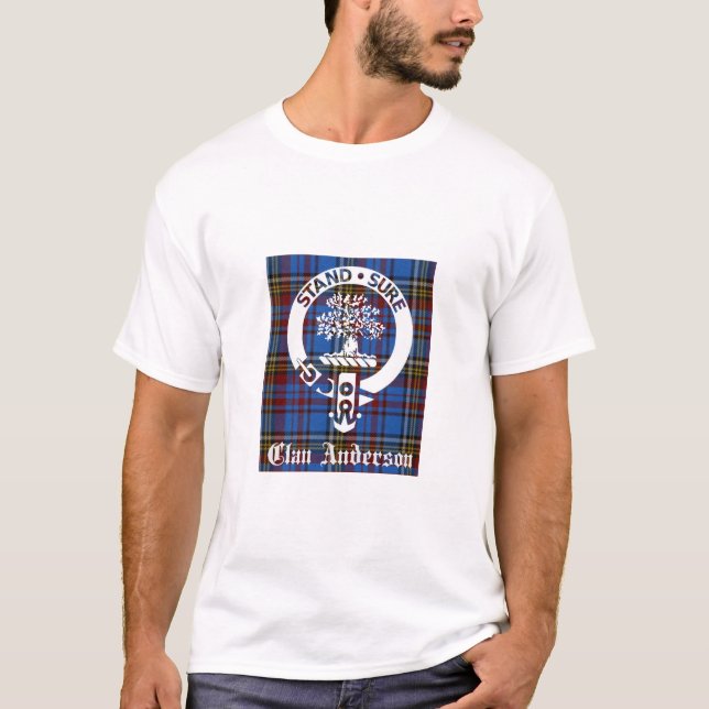 Camiseta Clan escocés Anderson Escudo y Tartán (Anverso)