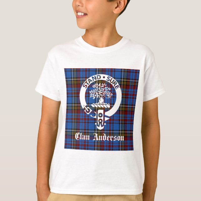 Camiseta Clan escocés Anderson Escudo y Tartán (Anverso)