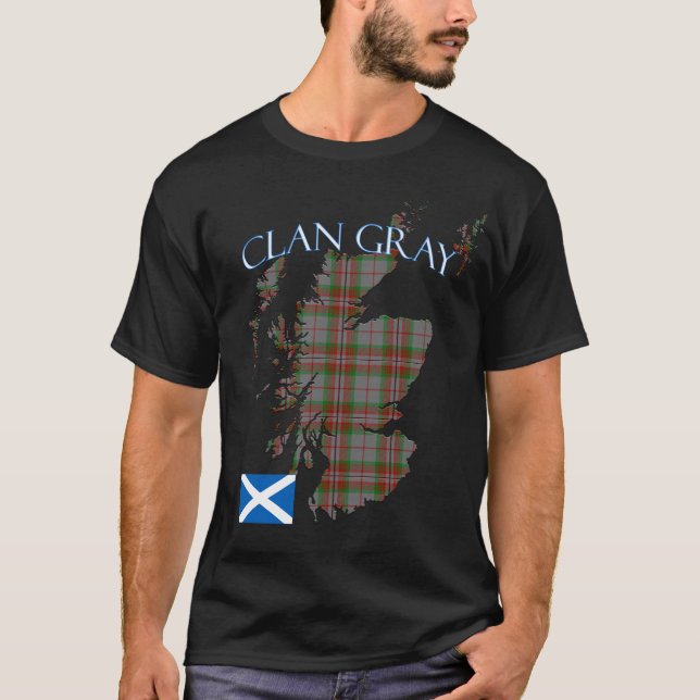 Camiseta Clan escocés gris Tartán Escocia (Anverso)