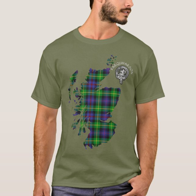 Camiseta Clan Farquharson Escudo y Tartan Map (Anverso)