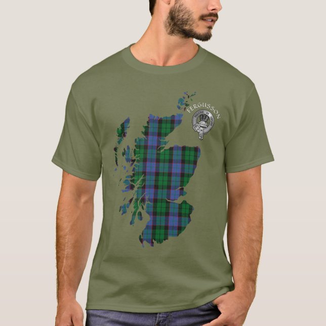 Camiseta Clan Fergusson Balquihidder Mapa y Escudo Tartán (Anverso)