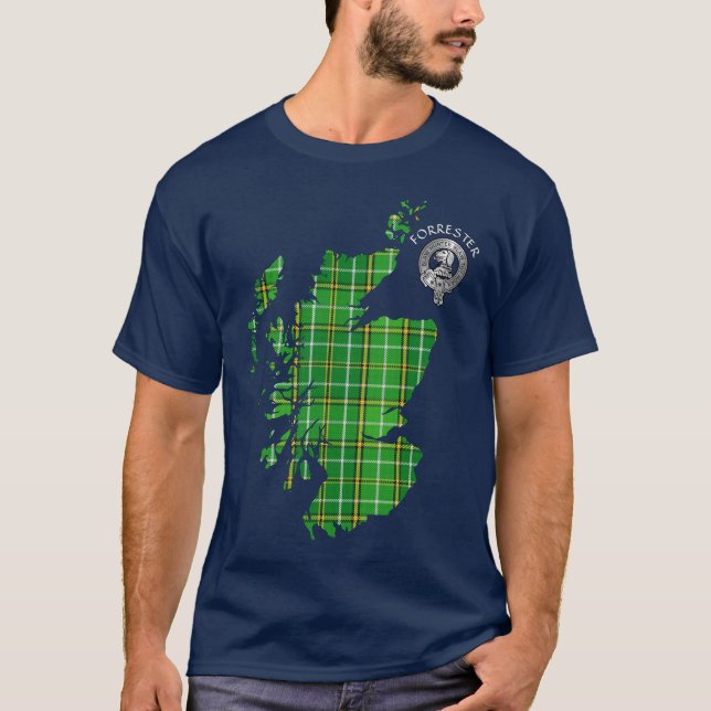 Camiseta Clan Forrester Hunting Tartan Map & Escudo (Anverso)