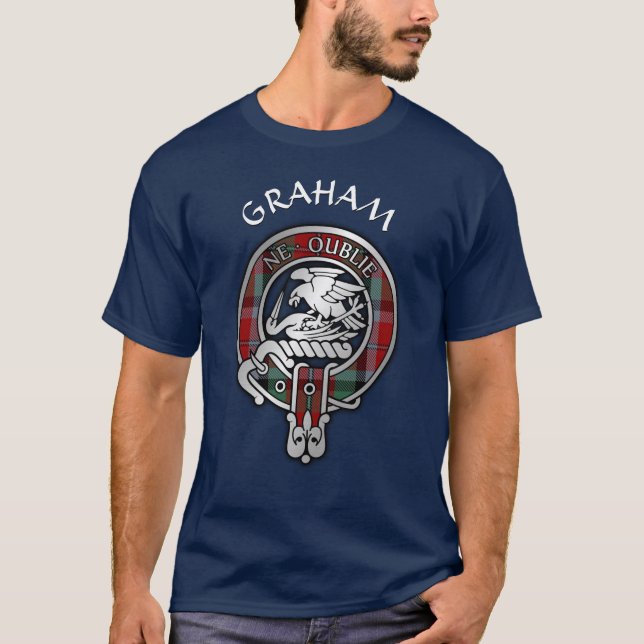 Camiseta Clan Graham Escudo y Red Tartan T-Shirt (Anverso)