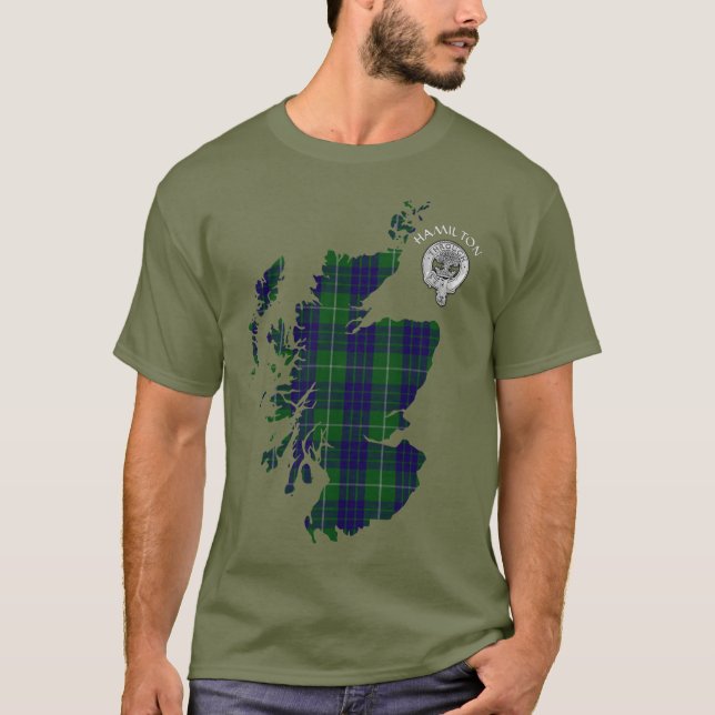 Camiseta Clan Hamilton Hunting Tartan Map & Escudo (Anverso)