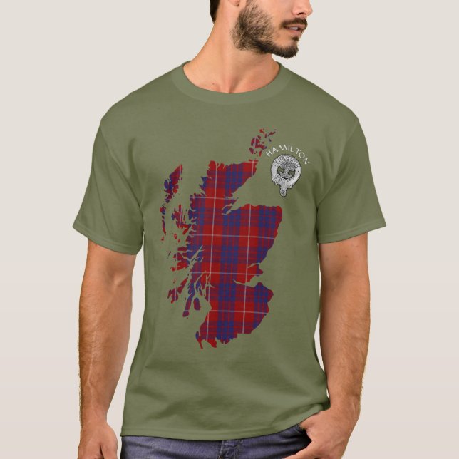 Camiseta Clan Hamilton Tartan Map & Escudo T-Shirt (Anverso)