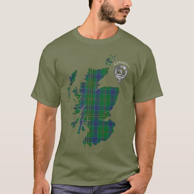 Camiseta Clan Kennedy Tartan Map & Escudo (Anverso)