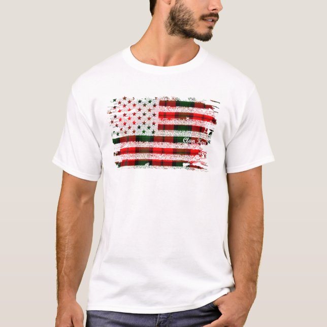 Camiseta Clan Kerr Apellido Bandera Americana Escocia Tartá (Anverso)