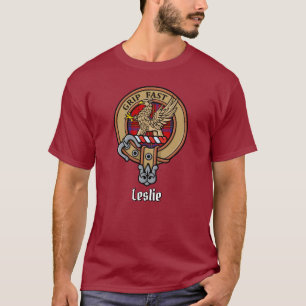 Camiseta Clan Leslie Escudo sobre Red Tartán