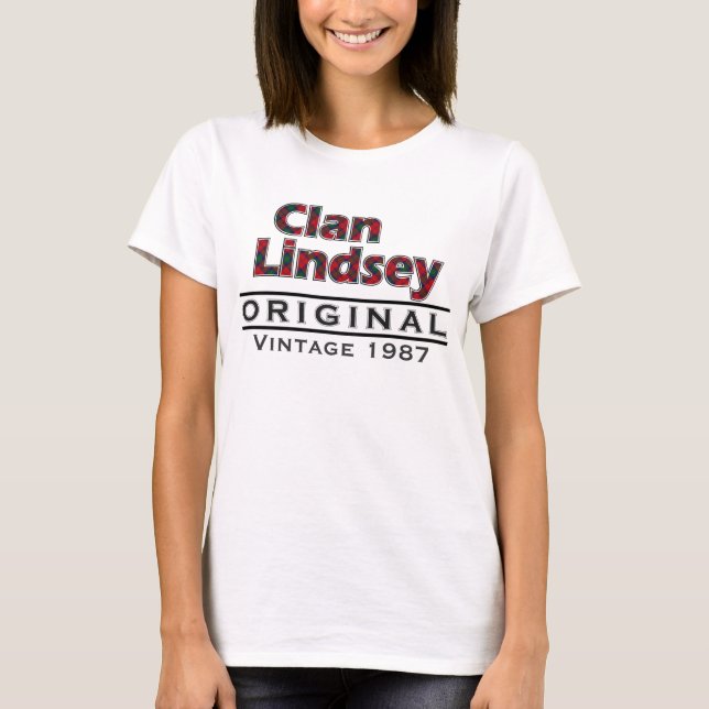 Camiseta Clan Lindsey Vintage Personalizar Your Biryear (Anverso)