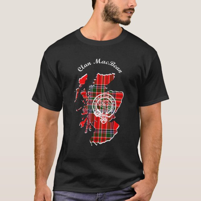 Camiseta Clan MacBean apellido Scottish Tartan Map (Anverso)