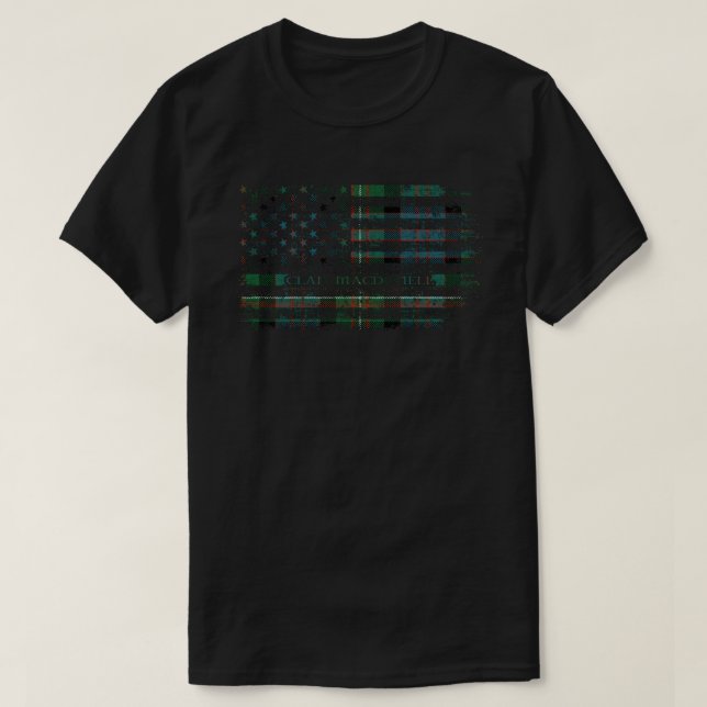 Camiseta Clan MacDonell de Glengarry Scottish tartan US fla (Diseño del anverso)