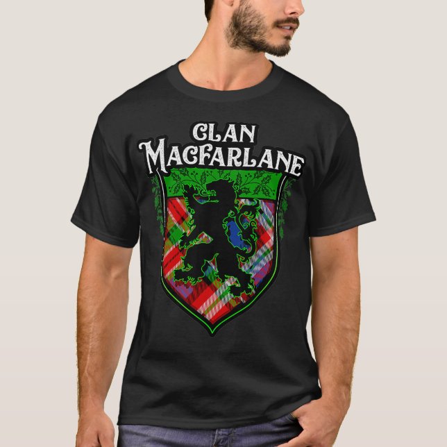 Camiseta Clan MacFarlane Apellido Escocia Tartán León (Anverso)