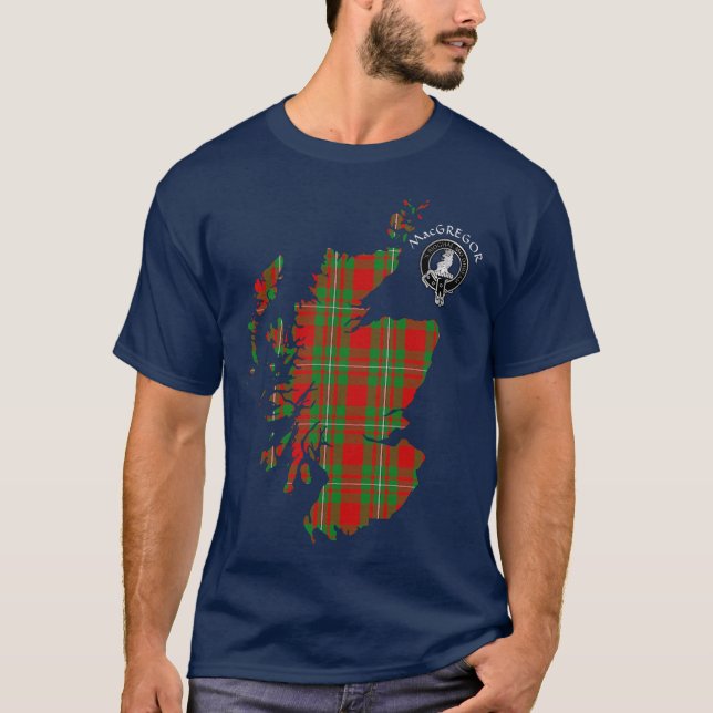 Camiseta Clan MacGregor Escudo y Tartan Map T-Shirt (Anverso)