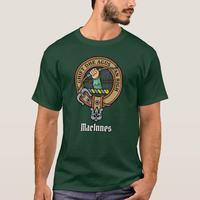 Camiseta Clan MacInnes Escudo sobre Tartán (Anverso)