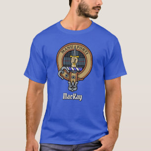 Camiseta Clan MacKay Escudo sobre Blue Tartán