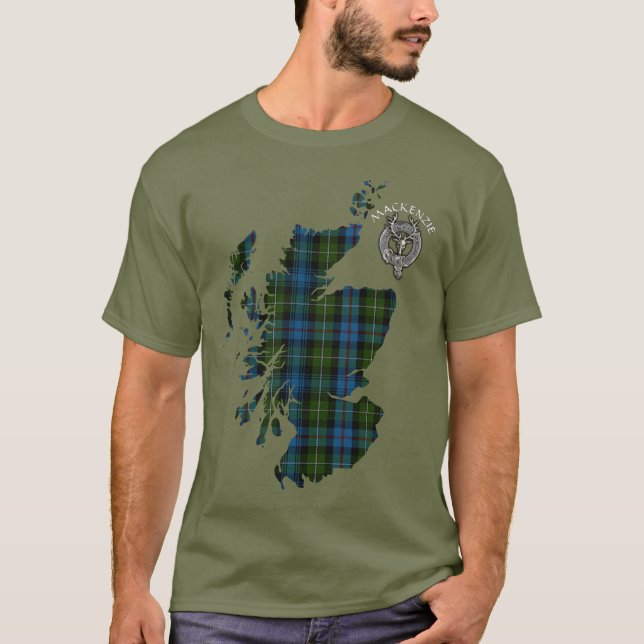 Camiseta Clan MacKenzie Tartan Map & Escudo (Anverso)