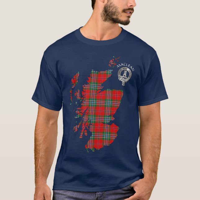 Camiseta Clan MacLean Tartan Map & Escudo (Anverso)
