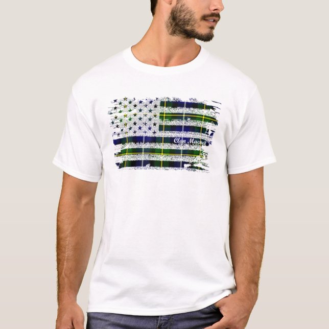 Camiseta Clan Macneil Bandera Americana Escocia Tartán (Anverso)