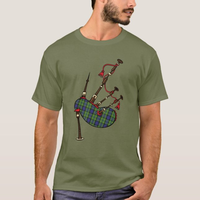 Camiseta Clan MacNeill de Gigha Tartan Bagpipes (Anverso)
