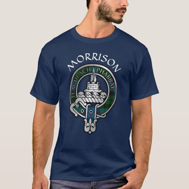 Camiseta Clan Morrison Escudo y Hunting Tartan T-Shirt (Anverso)
