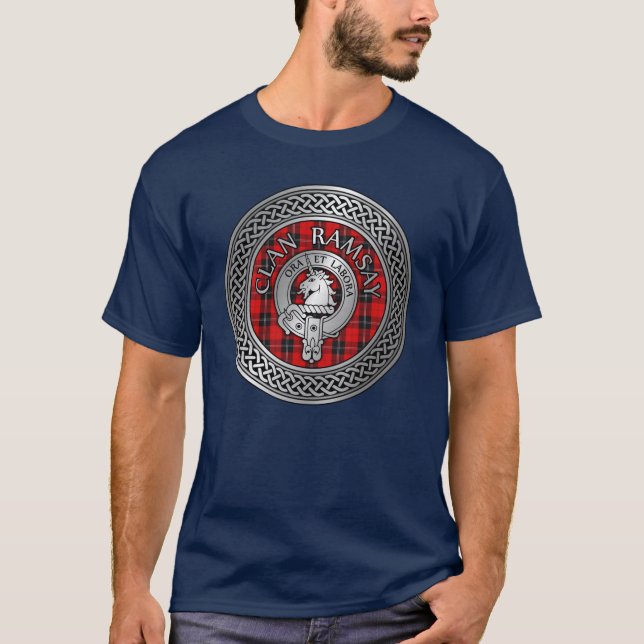 Camiseta Clan Ramsay Escudo y Tartan Knot (Anverso)