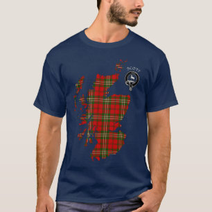 Camiseta Clan Scott Tartan Map y Escudo T-Shirt