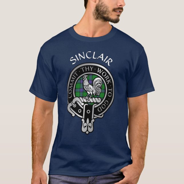 Camiseta Clan Sinclair Escudo y caza Tartán T-Shirt (Anverso)