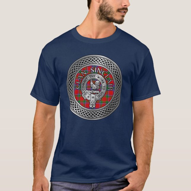 Camiseta Clan Sinclair Escudo y Tartan Knot (Anverso)