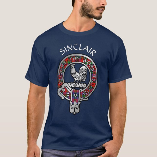 Camiseta Clan Sinclair Escudo y Tartan T-Shirt (Anverso)