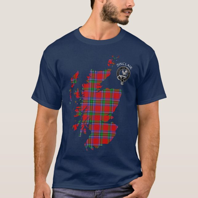Camiseta Clan Sinclair Tartan Map & Escudo T-Shirt (Anverso)