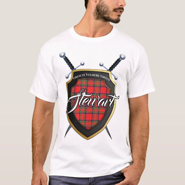 Camiseta Clan Stewart Tartan Scottish Shield (Anverso)