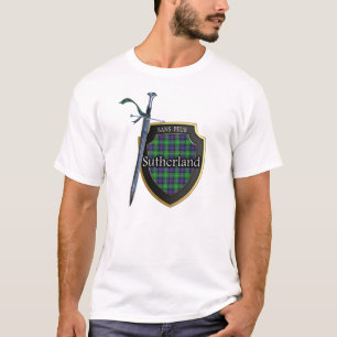 Camiseta Clan Sutherland Tartan Scottish Shield & Sword