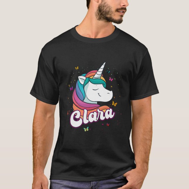 Camiseta Clara - Adorable Nombre Chica Con Hermoso Unicorni (Anverso)