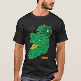 Camiseta Clare Ireland County Map Eire Irish Travel