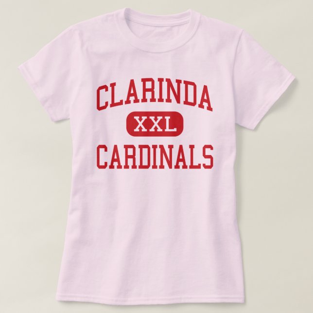 Camiseta Clarinda - cardenales - centro - Clarinda Iowa (Diseño del anverso)