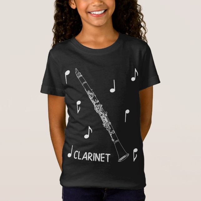 Camiseta Clarinet de las notas musicales (Anverso)