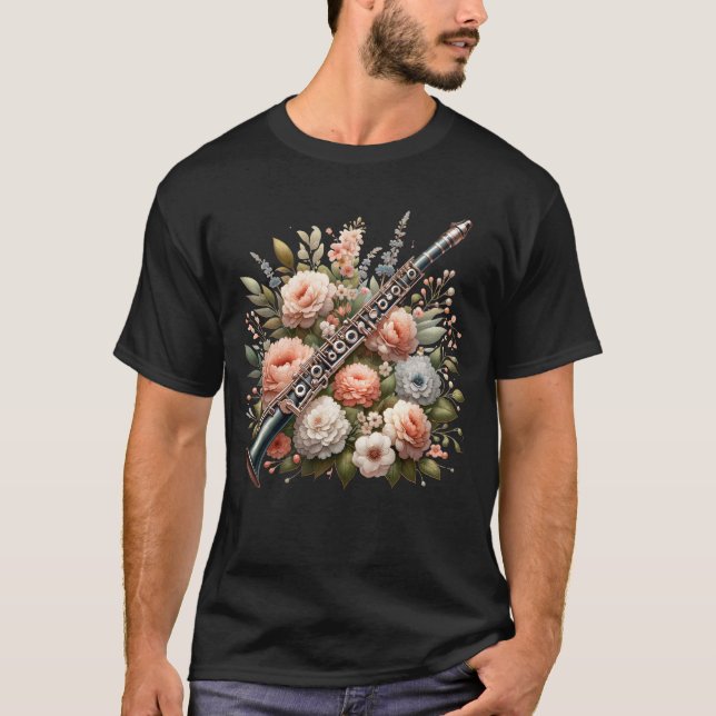 Camiseta Clarinet Player Estético Floral Clarinetista (Anverso)