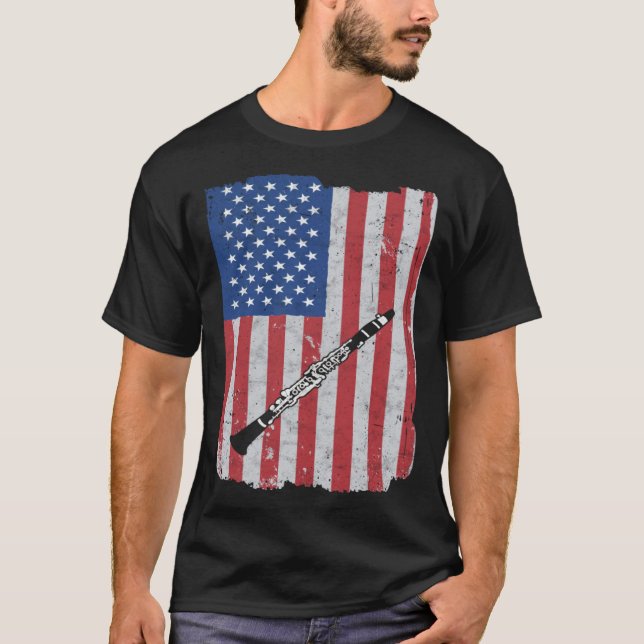 Camiseta Clarinet Usa Flag Clarinet Player Clarinetist (Anverso)
