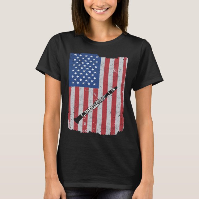 Camiseta Clarinet Usa Flag Clarinet Player Clarinetist (Anverso)