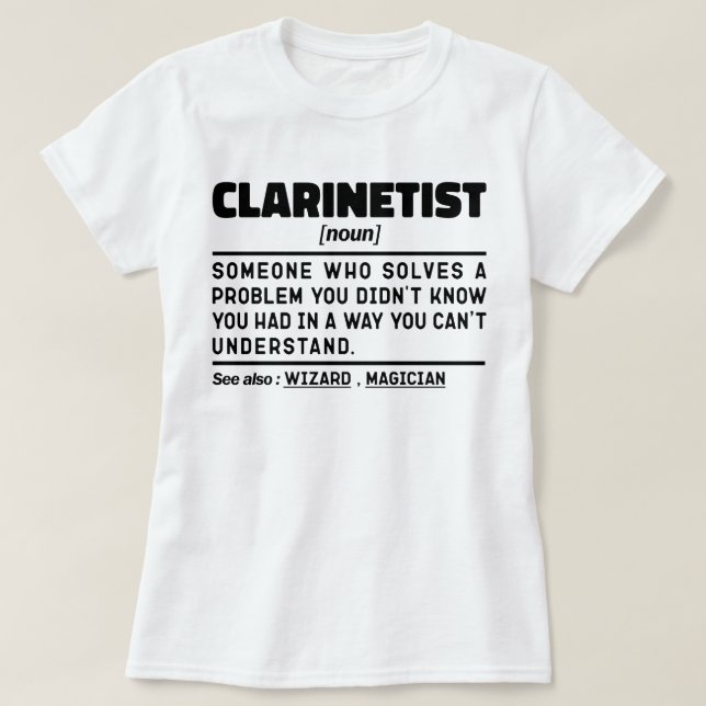 Camiseta Clarinetista Nuevo Clarinet Jugador Instumbre Musi (Diseño del anverso)