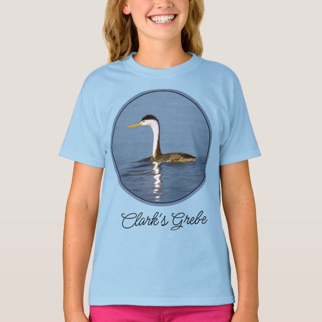 Camiseta Clark's Grebe Painting - Original Bird Art T-Shirt (Anverso)