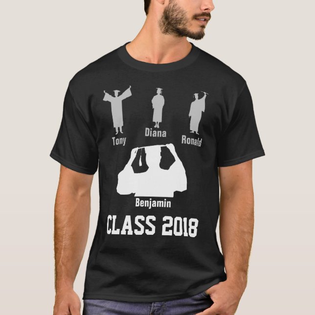 Camiseta Clase 2018 personalizable único divertido negro (Anverso)