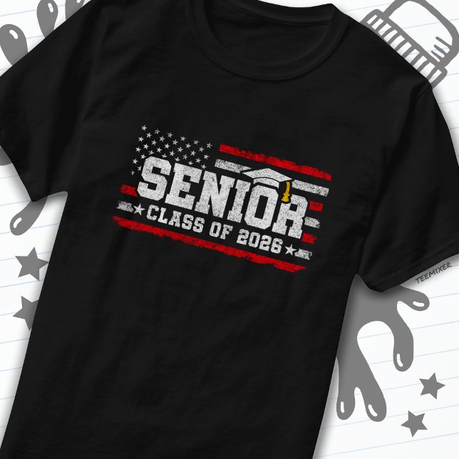 Camiseta Clase 2026 Graduación Bandera Americana Senior 202 (Subido por el creador)